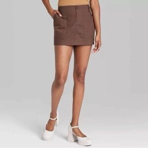 Wild Fable Brown Utility Mini Skirt